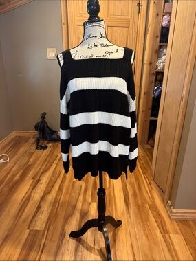 Soho Black & White Striped Off-Shoulder Sweater New York & Co Soho sweater
